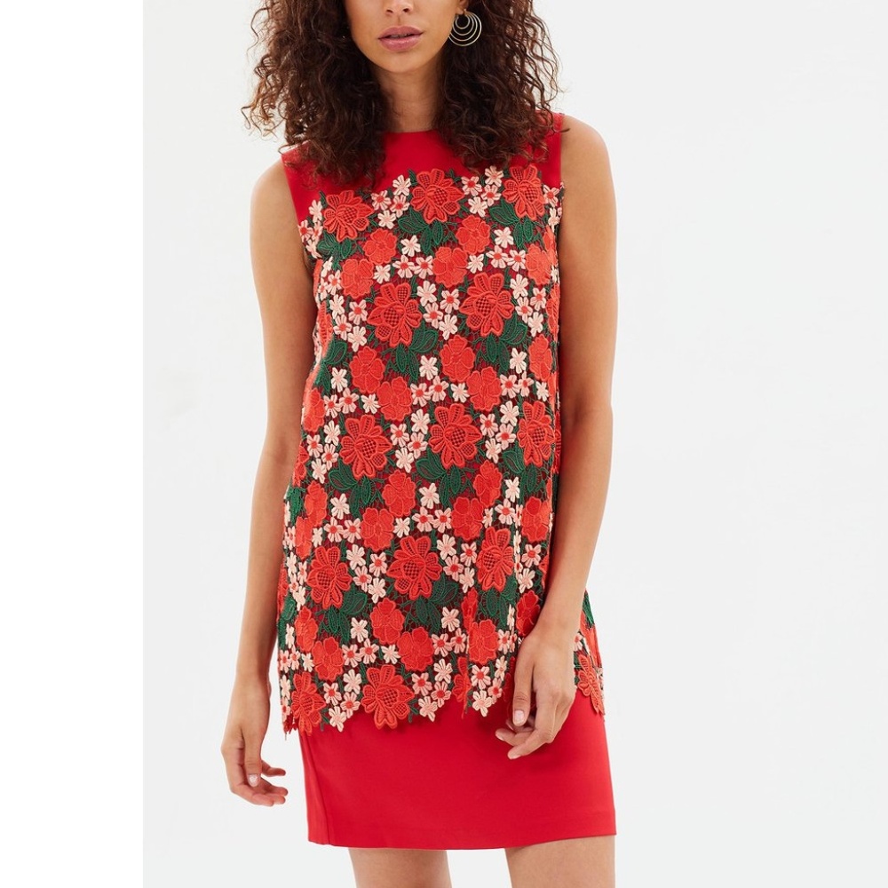 SPORTMAX CODE Nebbie Layered Lace Shift Dress 6
